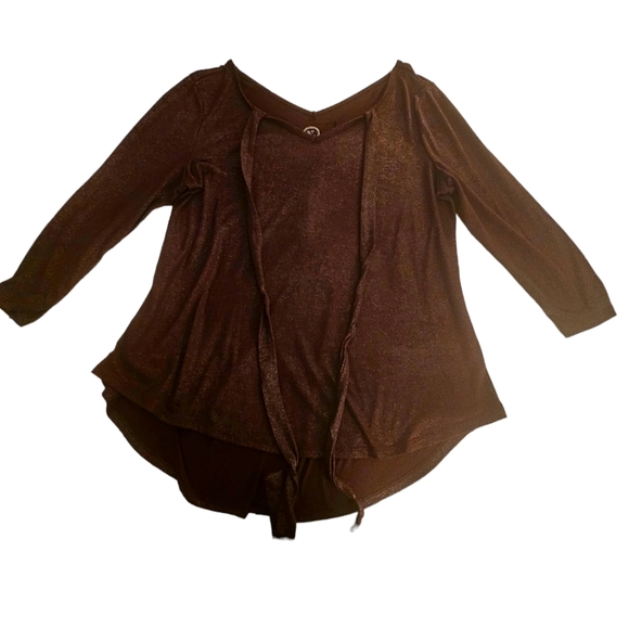 Maurices 24/ 7 Women Top Size L Purple W Silver Mixed, Cross String Around Neck - Picture 2 of 8